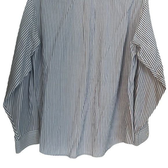 Perry Ellis Portfolio Men’s Blue and White Striped Button Down Dress Shirt Large - Picture 8 of 8